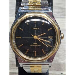 Vintage Rare Timex Marlin Crosshair Royal Gold Tone 37mm Mechanical Wind Watch